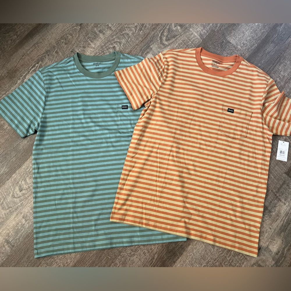 RVCA Malone Stripe Crew Short Sleeve Tee-Size Medium